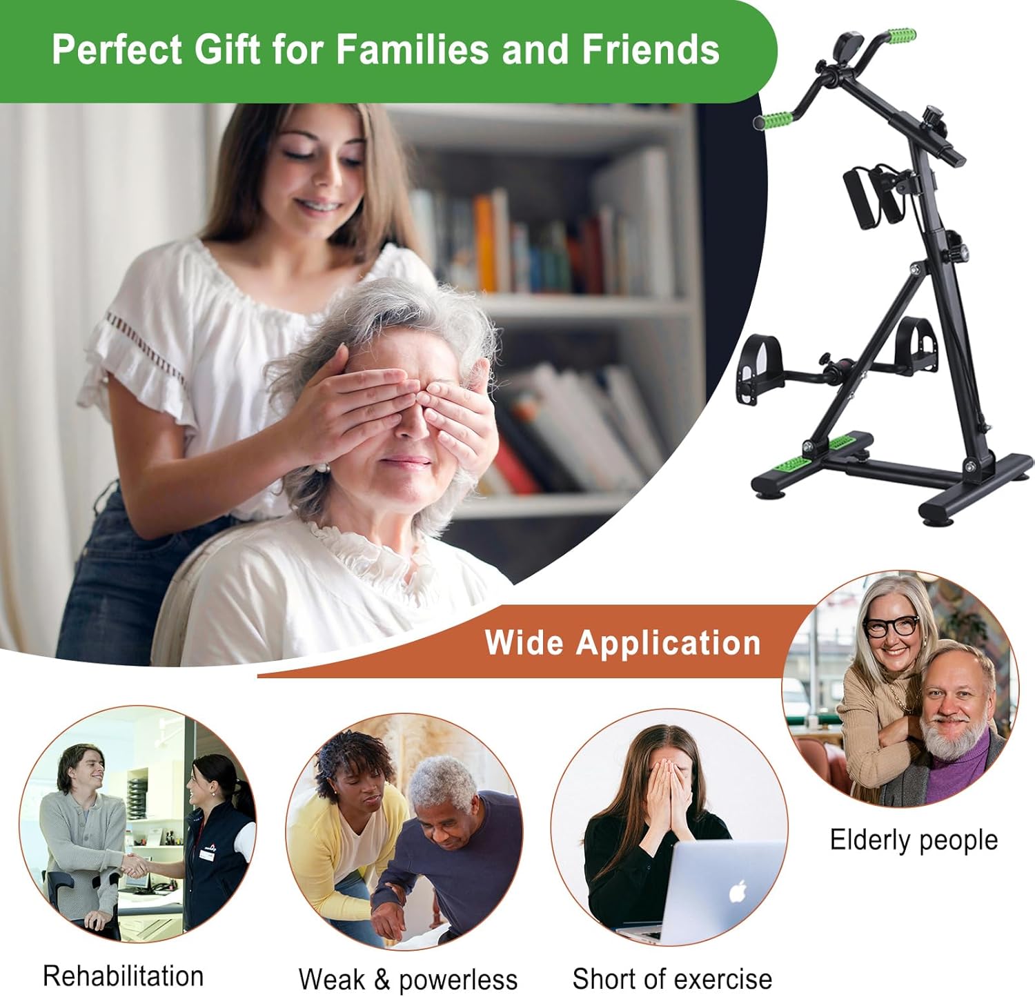 Pedal Exerciser Bike for Seniors, Hand Arm Leg and Knee Physical Therapy Peddler Exercise Equipment, Elderly Recovery Home Exercise Bike for Total Body, Upper and Lower Limb Trainer - Image 6