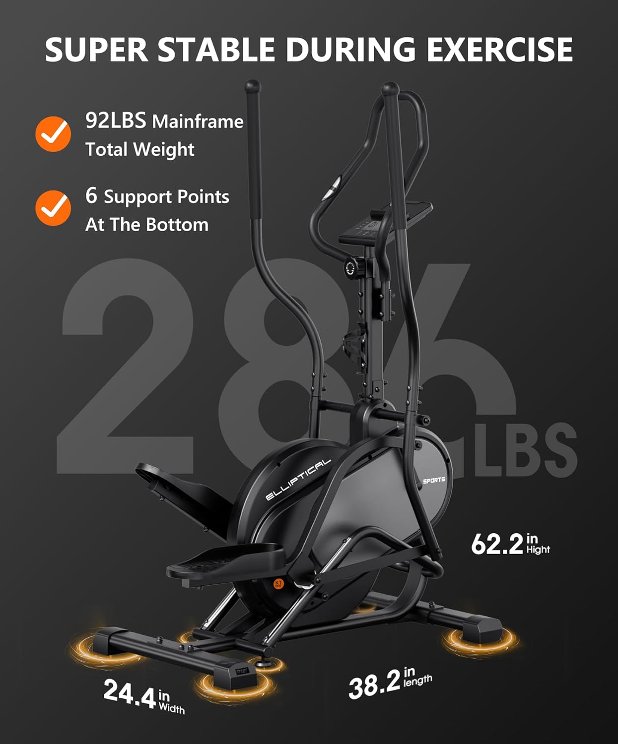 THERUN Elliptical Exercise Machine, 3-in-1 Cardio Climber Stepping Elliptical Machine for Home, Stair Stepper Elliptical Training Machines w/16 Levels Resistance, Pulse Sensor, LCD Monitor - Image 2
