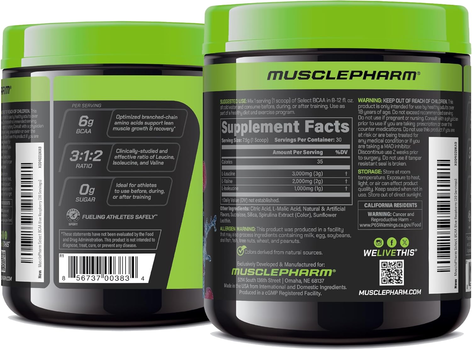 MusclePharm Essentials BCAA Powder, Pre & Post Workout Recovery Drink, Supports Muscle Recovery & Energy Production, Essential Amino Acids Supplement, 30 Servings, Blue Raspberry Flavor - Image 8