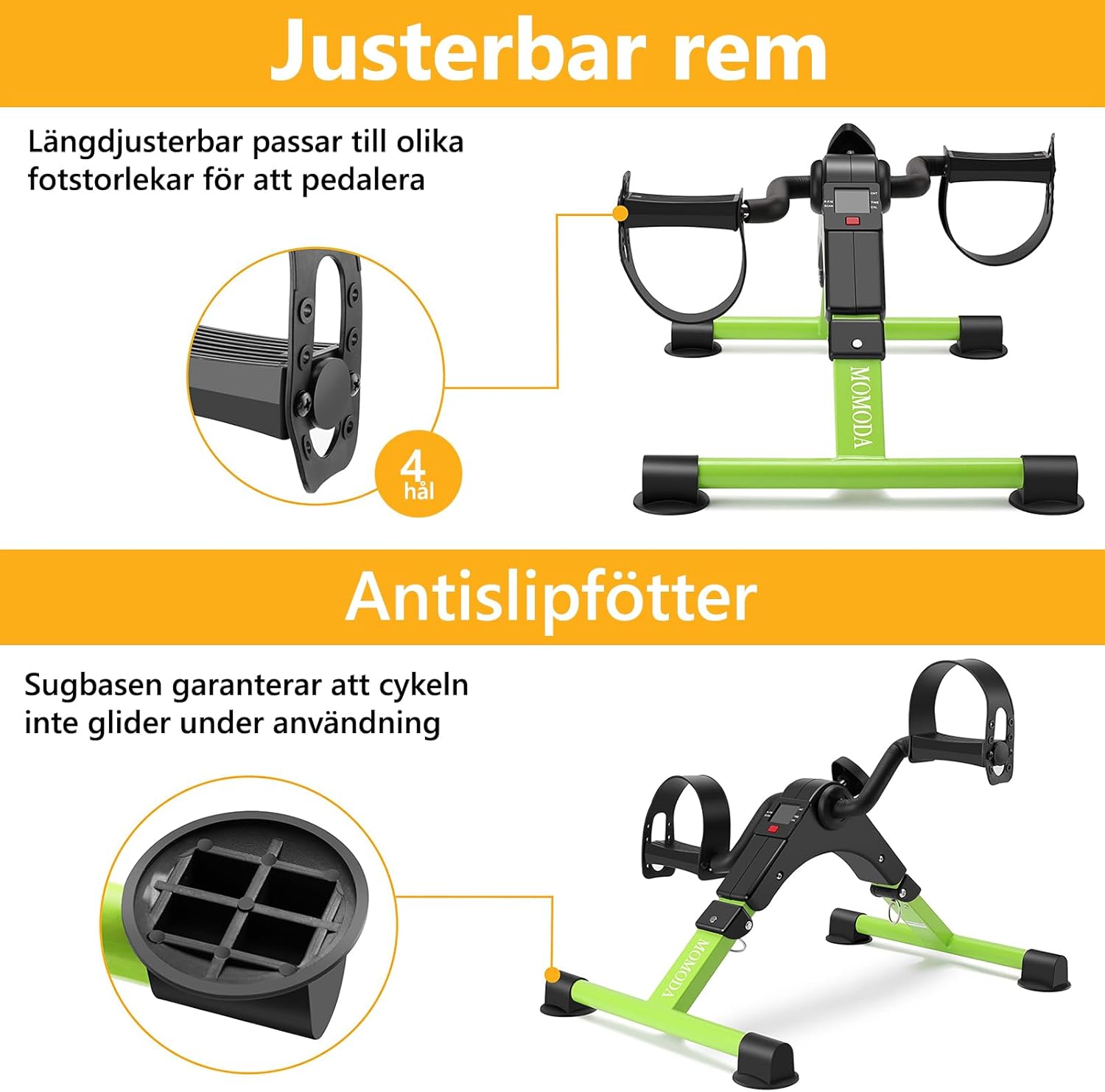 Pedal Exerciser Desk Exercise Bike Leg and Arm Bike with LCD Monitor Foldable (black/green) - Image 7