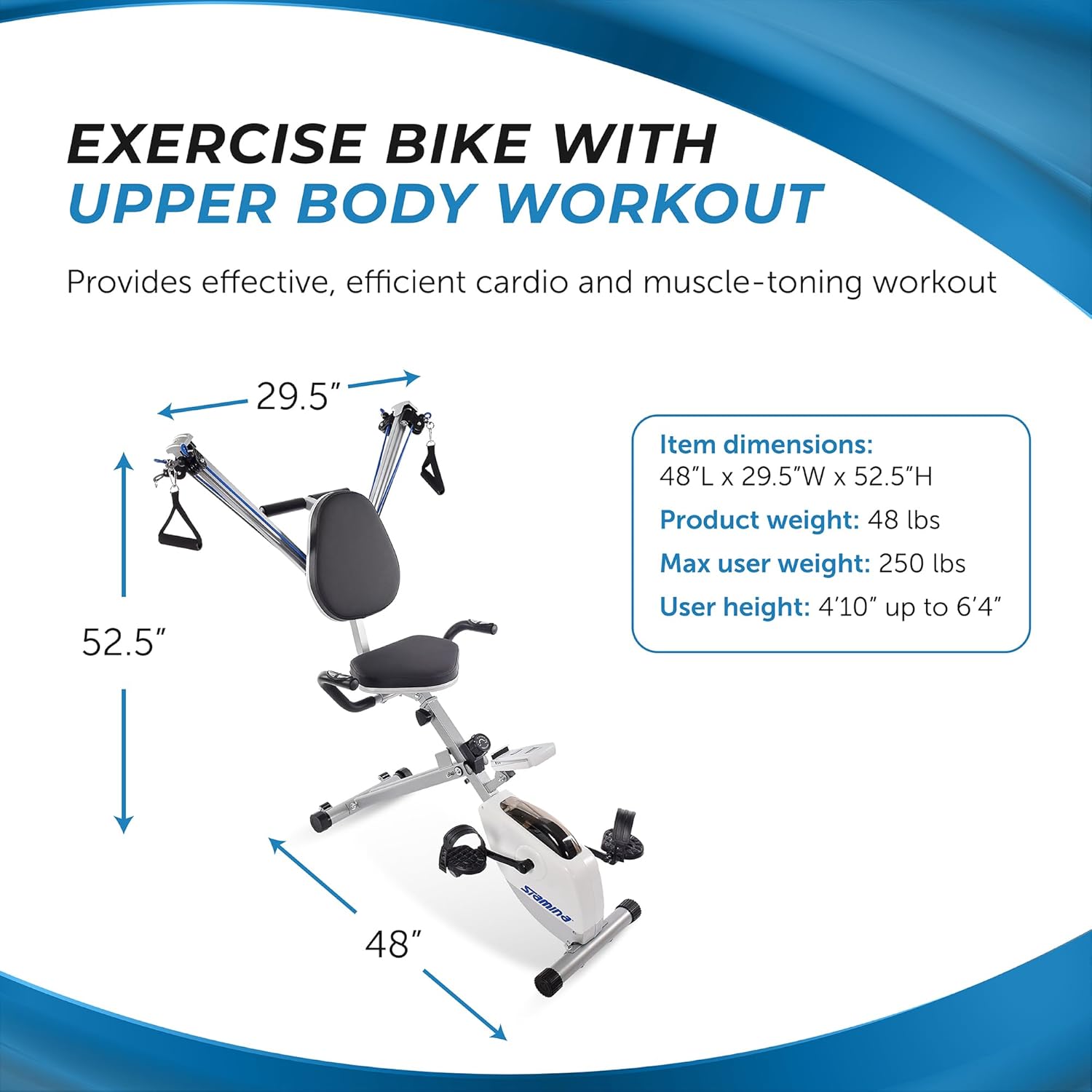 Stamina Foldable Exercise Bike and Strength System With Smart Workout App and 250 Pound Weight Capacity for Home Workout, Gray - Image 3