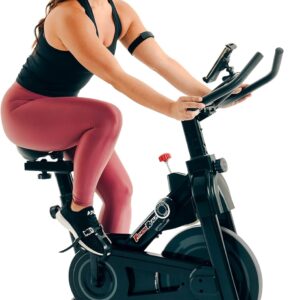 Fitness Reality Cycling Exercise Bike with Bluetooth Workout Tracking, 360° Adjustable Tablet Holder, 14 Levels Magnetic Resistance & Optional On Demand Coaching