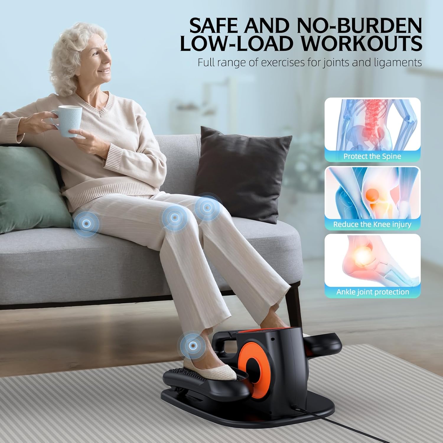 Under Desk Elliptical, Ellipse Leg Exerciser While Sitting for Seniors, Quiet Portable Electric Seated Pedal Exerciser with Remote Control and 12 Adjustable Speeds for Home Office - Image 5