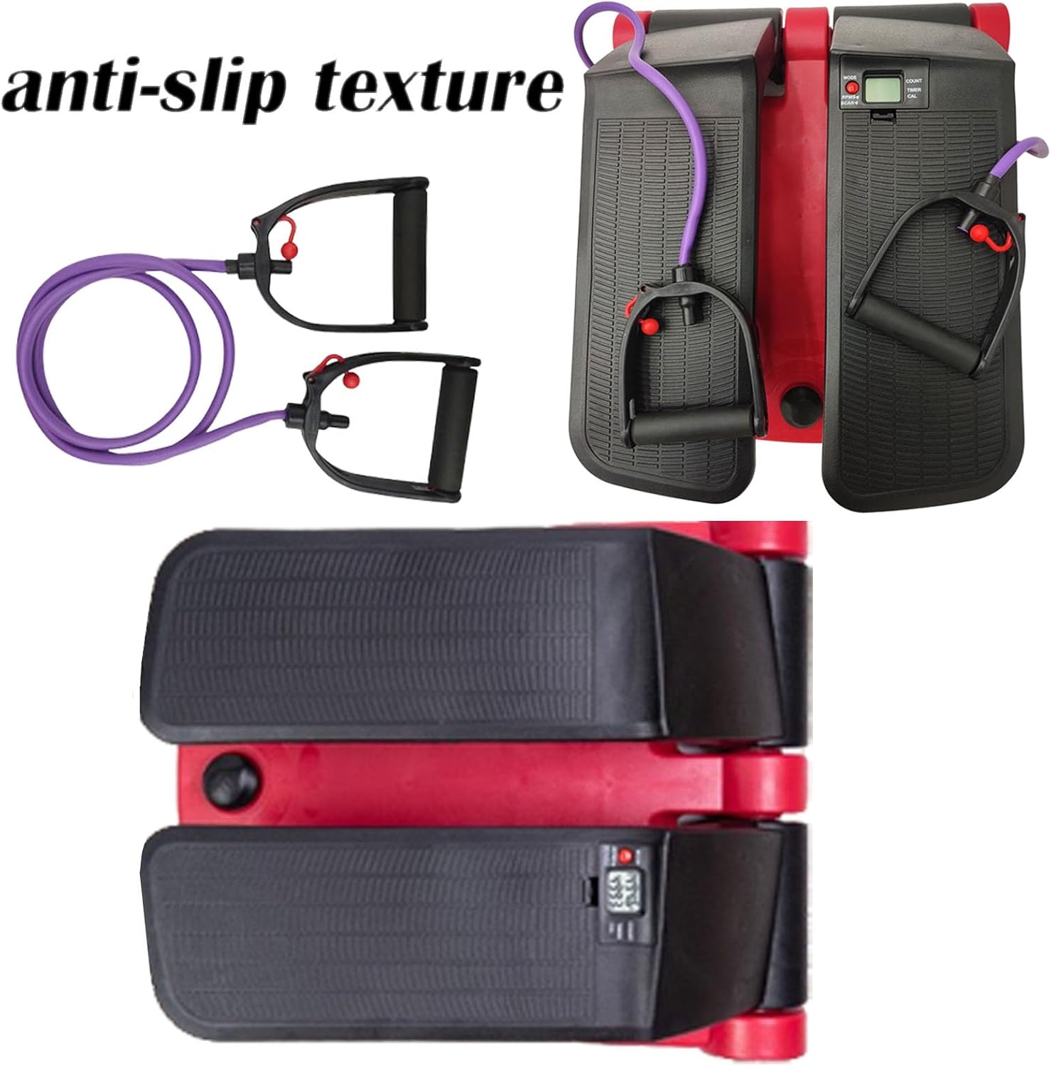 INTBUYING Mini Twist Stepper for Exercise Workout at Home with Resistance Bands Quiet Step Machine Portable with LCD Monitor and Non-Slip Pedals for Gym Home - Image 8