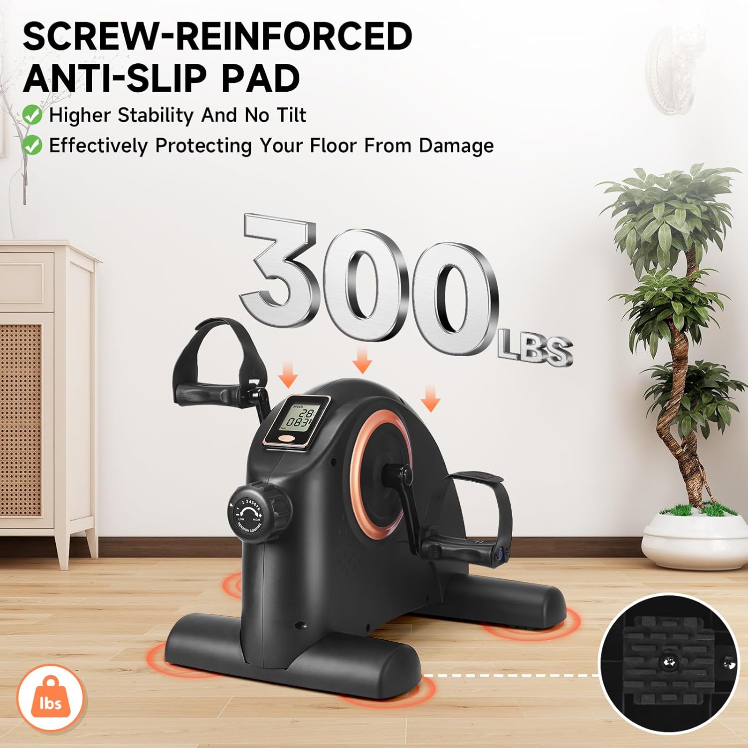 Mini Exercise Bike, Portable Under Desk Bike Pedal Exerciser with Quiet Magnetic Resistance, Portable Foot Cycle Arm&Leg Exercise Bike for Seniors Peddler Machine with LCD Display - Image 2