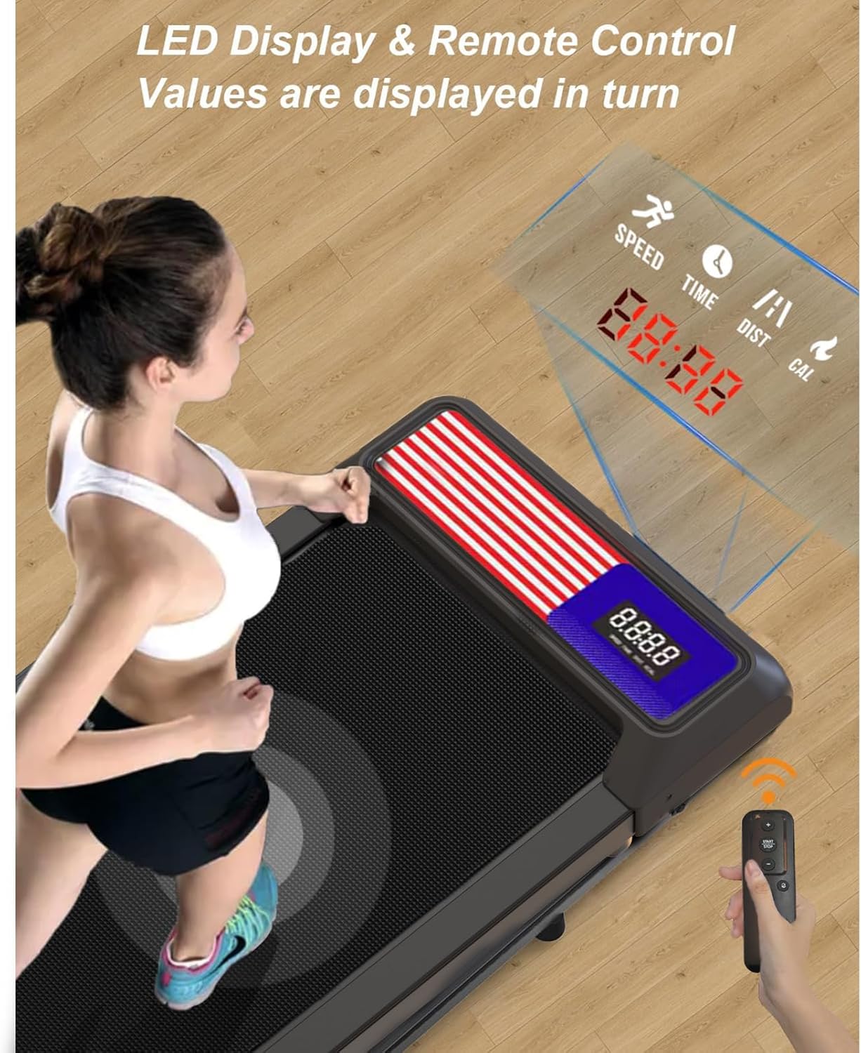 Walking Mat,Under Desk Treadmill 2.5HP for Home and Office, 265Lbs Weight Capacity,Treadmill with APP &Remote Control, LED Display - Image 3