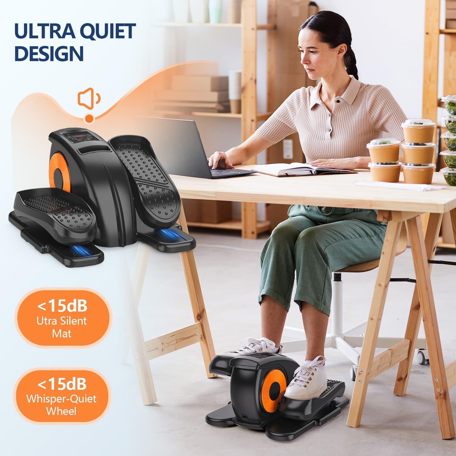 Elipse Leg Exerciser Electric as Seen on TV Under Desk Elliptical with 12 Adjustable Speed Quiet & Portable Peddler Exerciser for Seniors with Remote Control Leg Exerciser While Sitting for Seniors - Image 2