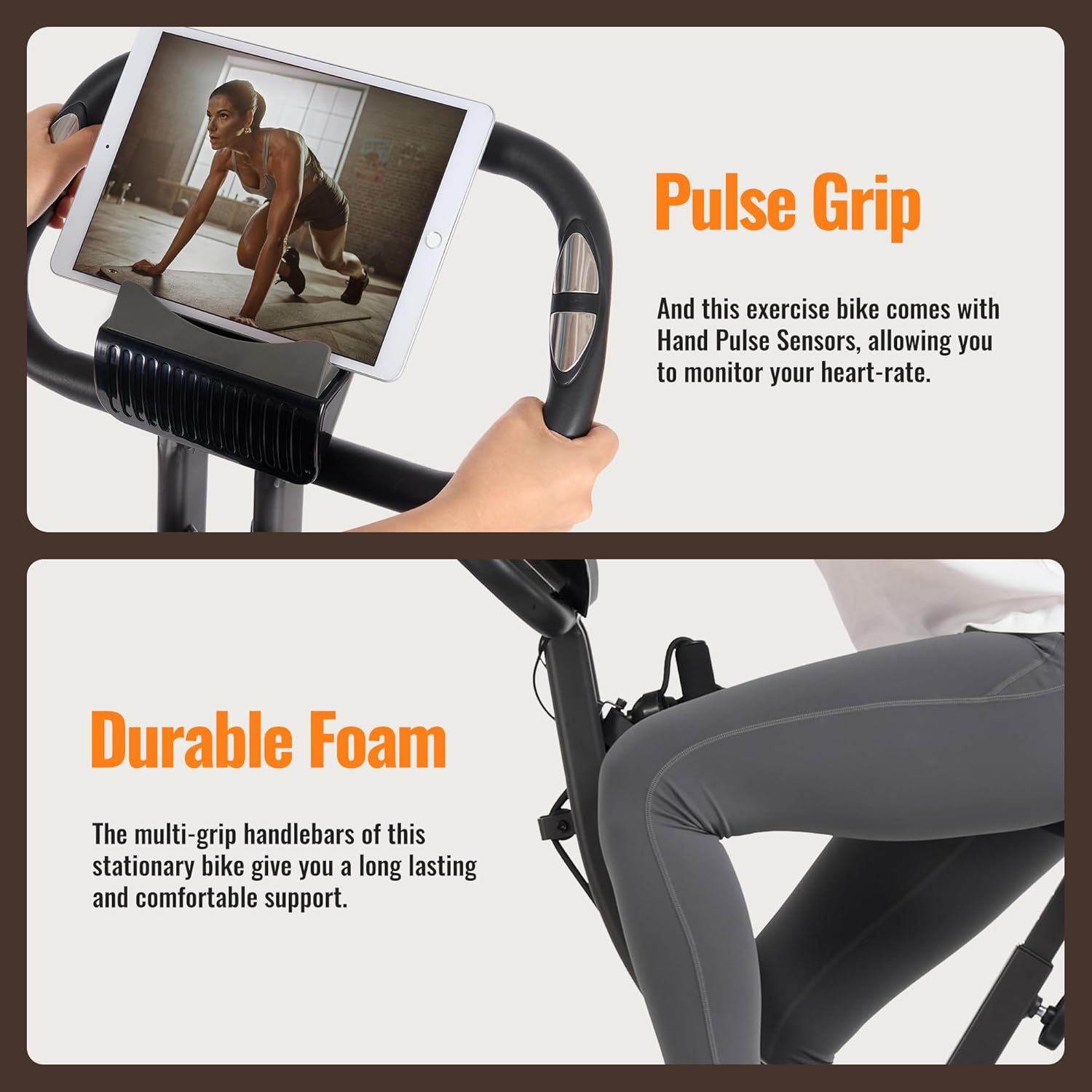 Folding Exercise Bike Stationary Bike Recumbent Exercise bike with 10 Level Adjustable Magentic Resistance and Arm Resistance Band LCD Display Support Backrest Wide Seat 300LB Capacity for Home Workout - Image 6