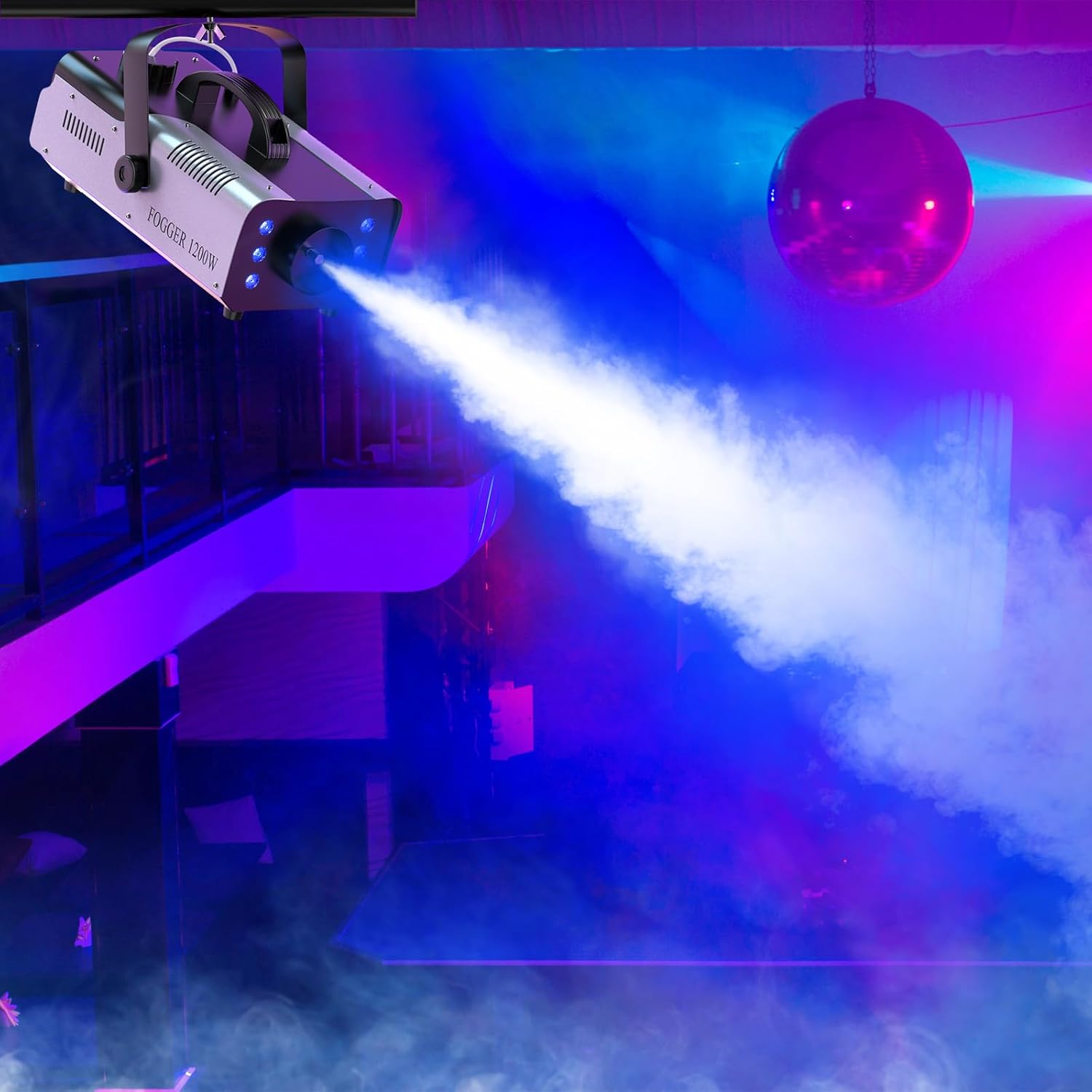 1200W Fog Machine Outdoor Indoor, 6000CFM Smoke Machine with LED Lights, Fog Machine Halloween with Wireless Remote & Auto, Fogger Machine for Wedding Party Stage Events - Image 3