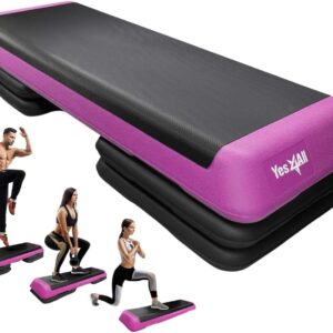 Yes4All Adjustable Workout Aerobic Exercise Step Platform Health Club Size with 4 Adjustable Risers Included and Extra Risers Options