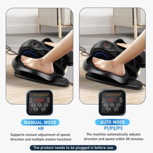 Under Desk Elliptical Machine, Adjustable Speeds Electric Trainer with Remote, Portable Seated Pedal Leg Exerciser for Teens Seniors and Adults