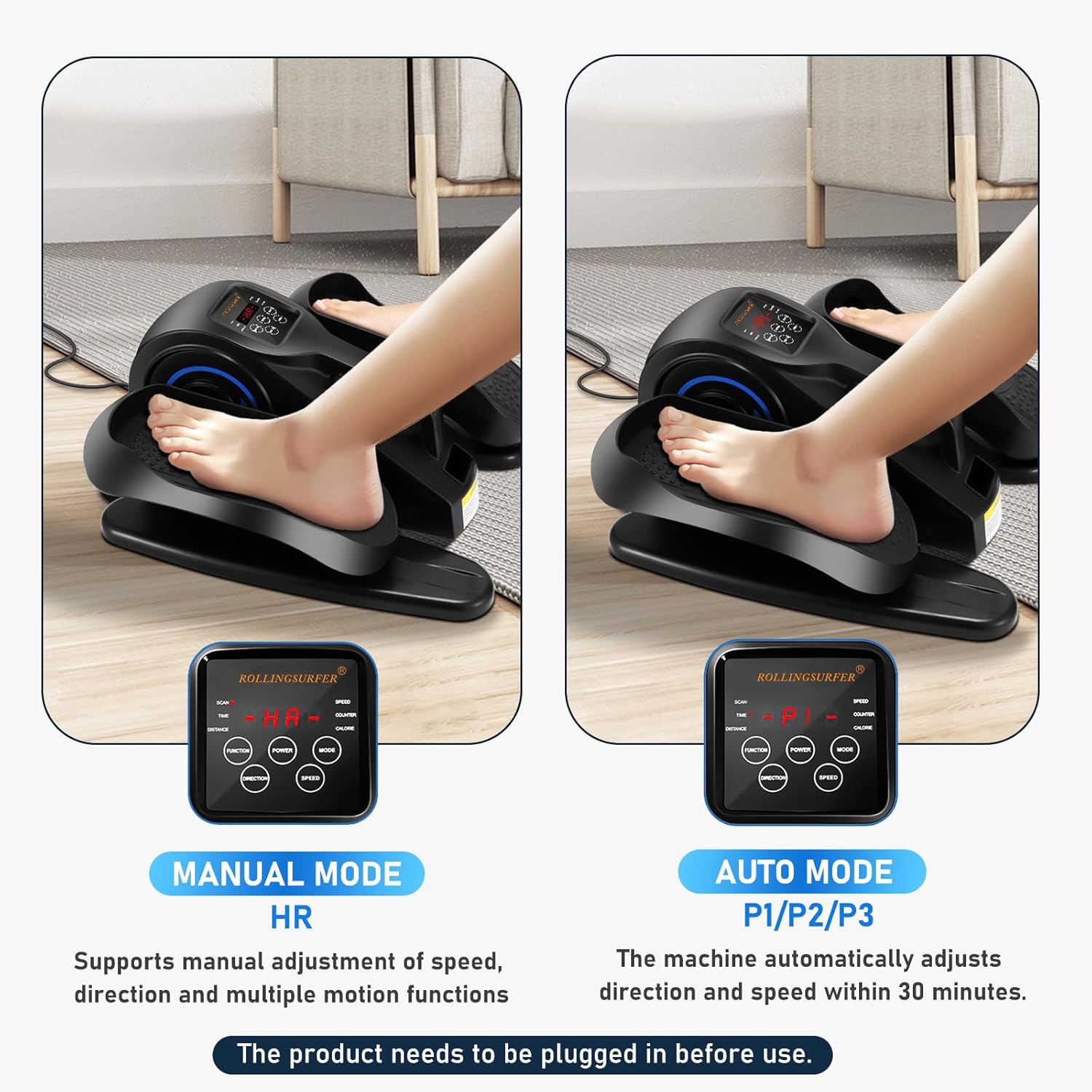 Under Desk Elliptical Machine, Adjustable Speeds Electric Trainer with Remote, Portable Seated Pedal Leg Exerciser for Teens Seniors and Adults - Image 2