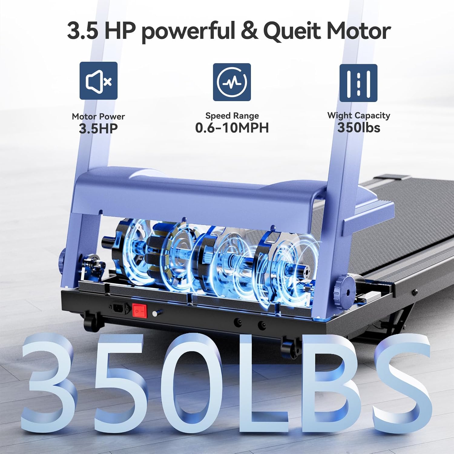 4-in-1 Treadmills for Home Small with Incline and Handles, Foldable Treadmill for Small Spaces, 300 LBS Capacity 3.0 HP 7.5 MPH Folding Running Treadmills with Incline - Image 5
