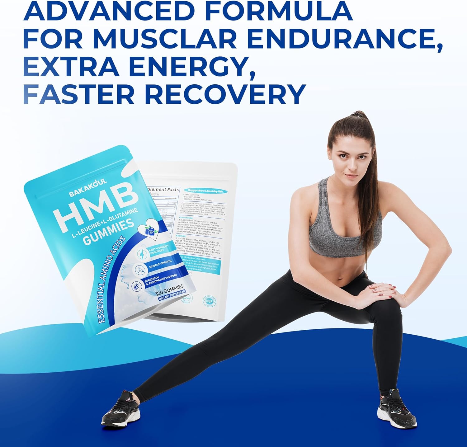 HMB and L-Leucine Gummies, HMB and Leucine Supplement Supports Muscle Fast Workout Support, HMB and Leucine Amino Acid for Men & Women, Sugar Free, Non-GMO, 120 Counts - Image 6