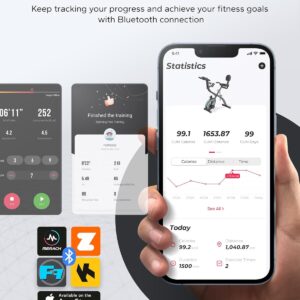 MERACH Folding Exercise Bike, Foldable Stationary Bikes for Home, 4 in 1 Upright Indoor Cycling Bike with 16-Level Magnetic Resistance, 300LBS Capacity X Bike with Exclusive APP