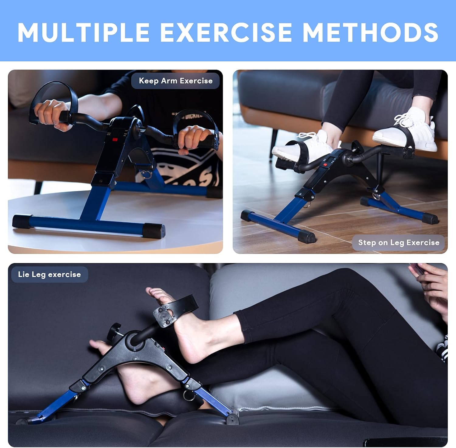 Folding Pedal Exerciser - Mini Exercise Bike Under Desk Bike Pedal Exerciser with LCD Display for Arms and Legs Workout, Portable Desk Bike Peddler Machine for Adults & Seniors - Image 5