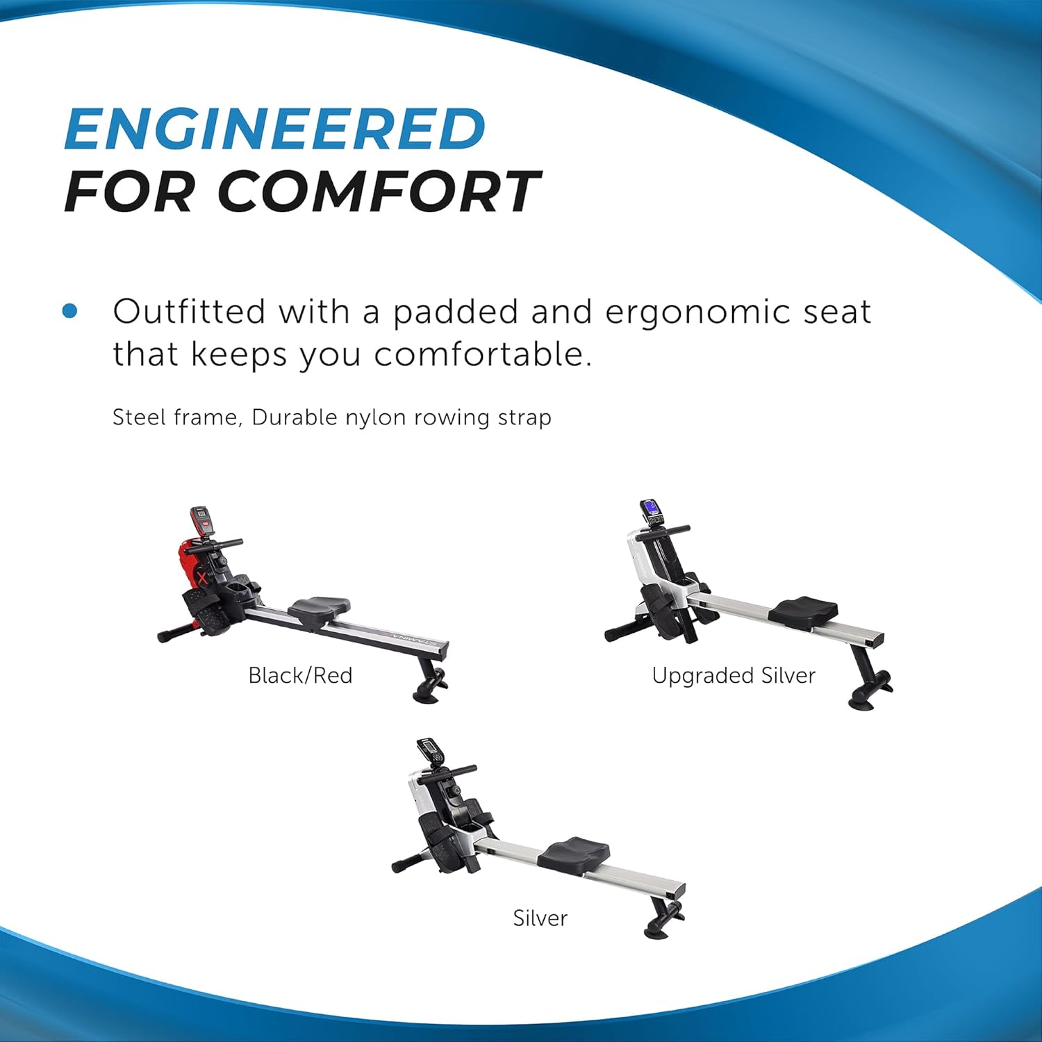 Stamina Magnetic Rower - Rower Machine with Smart Workout App - Rowing Machine with Magnetic Resistance for Home Gym Fitness - Up to 250 lbs Weight Capacity - Image 7