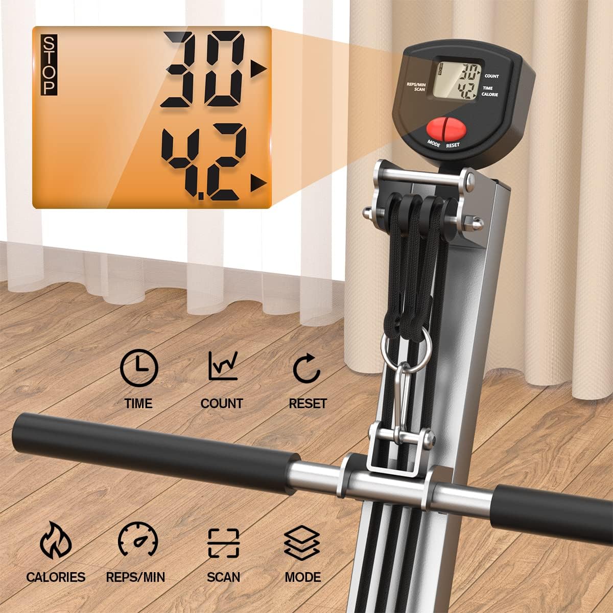 Rowing Machine for Home Use, LUBBYGIM Rowing Machine Foldable Rower with LCD Monitor - Hyper-Quiet & Smooth - 2024 Upgraded Version with 300LBS Loading Capacity - Image 5
