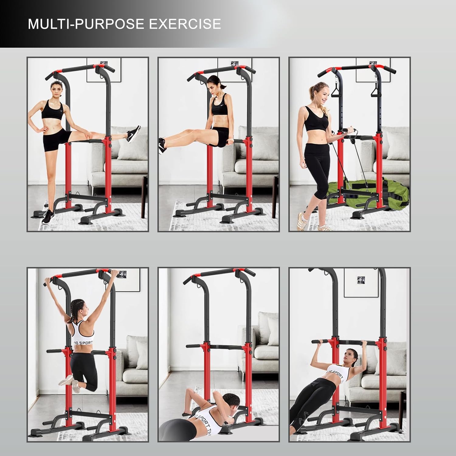 Power Tower Pull Up Bar,Pull-Up Rack Dip Station,Height Adjustable Multi-functional Home Strength Training Gym Equipment, Save Space,People Below 6 feet - Image 5
