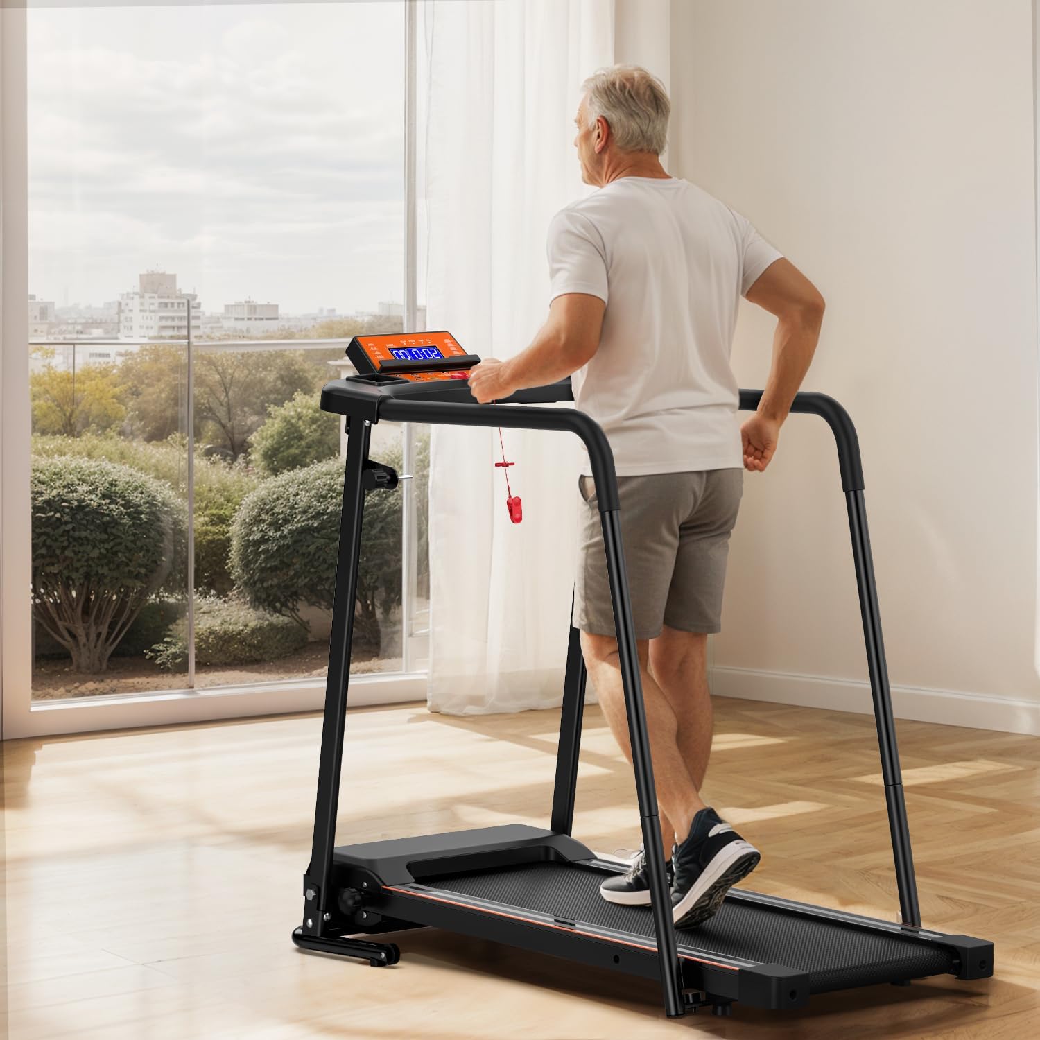 FYC Walking Treadmills for Home, Extended Handrails for Recovery Fitness, Portable Foldable Treadmill for Seniors with Optional APP Control, 300 LBS Capacity - Image 9