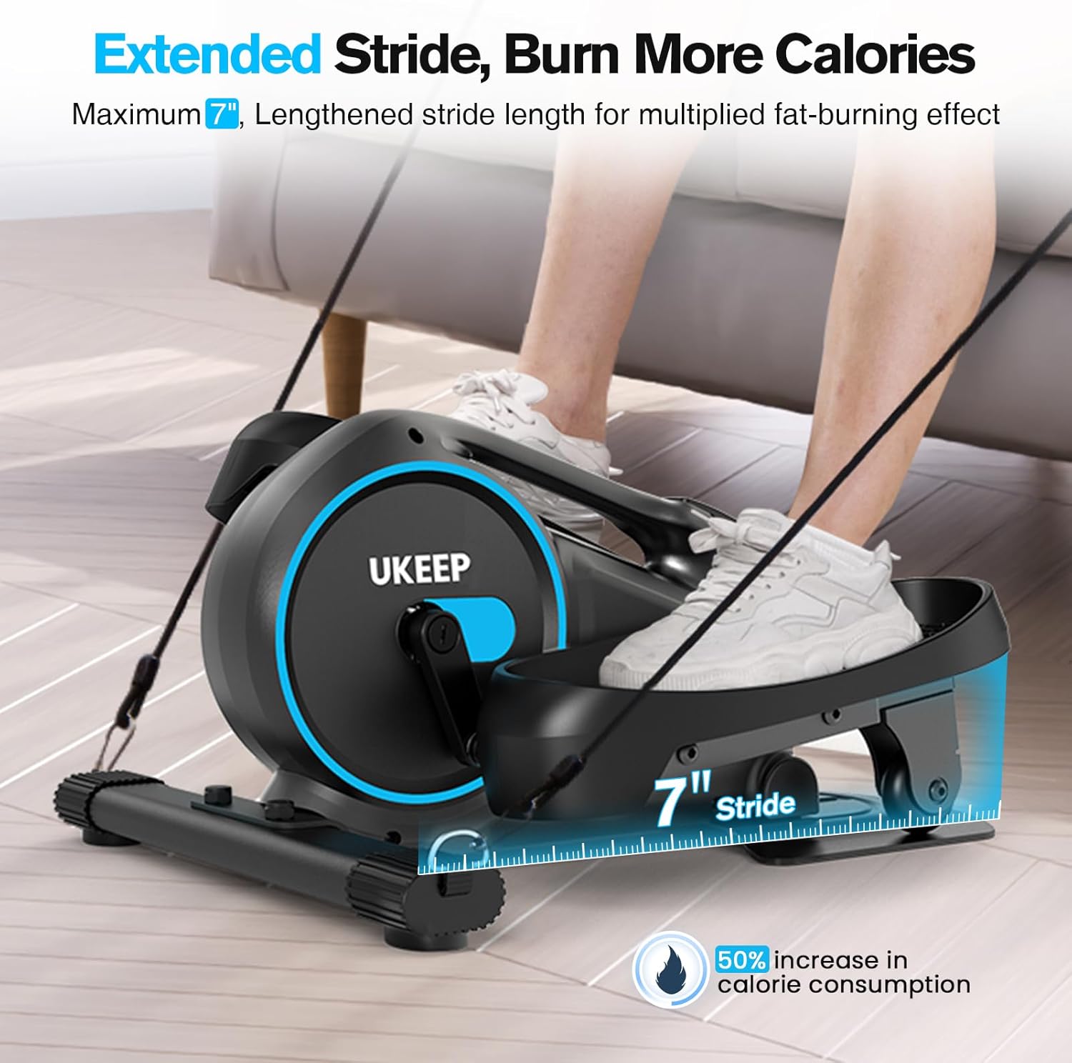 Under Desk Elliptical, Manual Elliptical Exercise Machine, Quite Foot Pedal Exerciser, Mini Elliptical Machines for Home Use, Compact Foot &Leg Pedal Exerciser, Exerciser for Seniors, Max Load 300LBS - Image 4