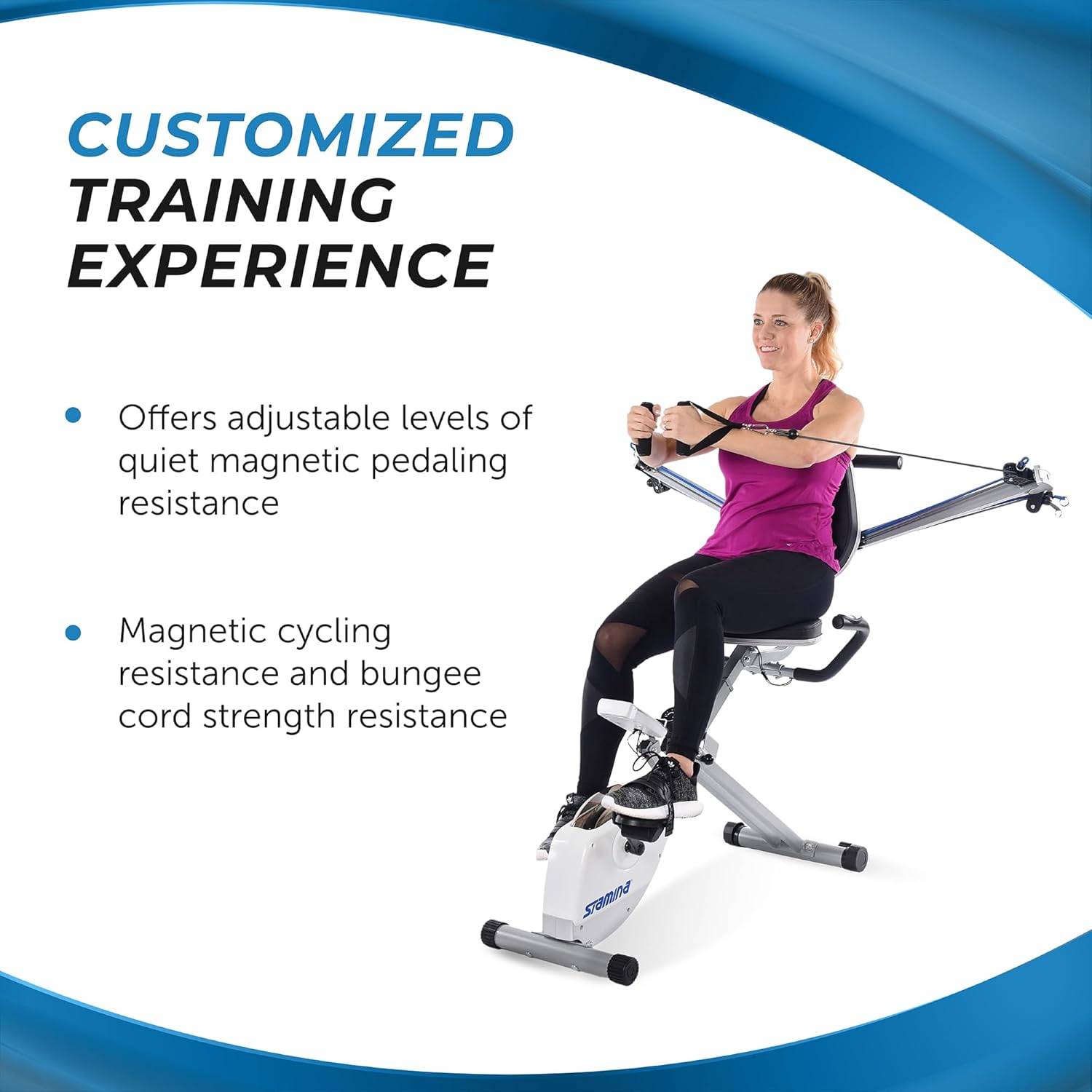 Stamina Foldable Exercise Bike and Strength System With Smart Workout App and 250 Pound Weight Capacity for Home Workout, Gray - Image 6