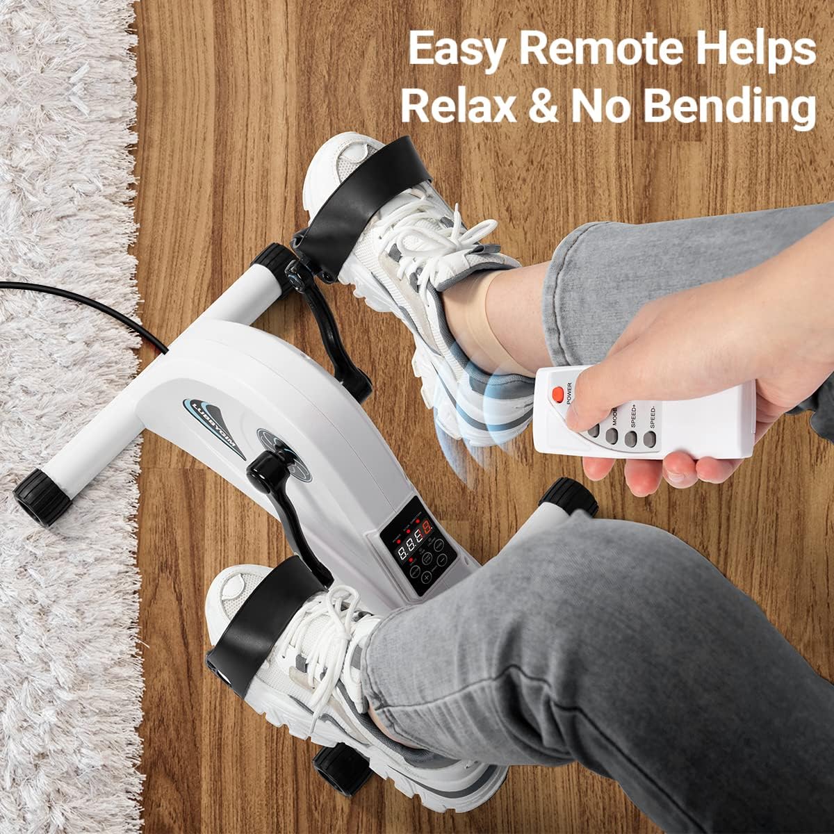 Motorized Mini Exercise Bike Pedal Exerciser for Seniors Rehab Training, LUBBYGIM Electric Under Desk Bike Pedal Exerciser for Arm/Leg Fitness & Physical Therapy, 6 Levels Speed Adjustment - Image 6