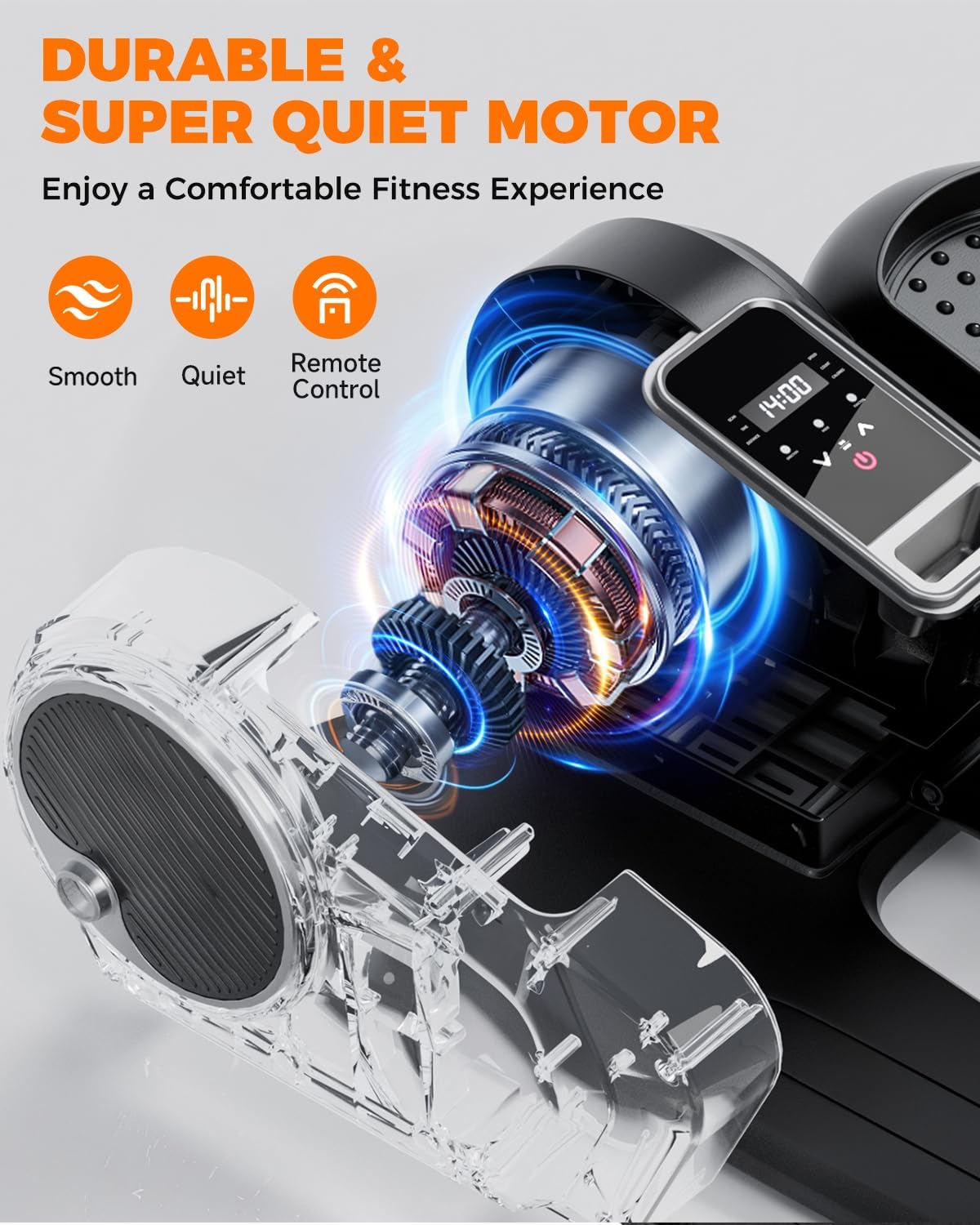 Under Desk Elliptical Machine for Home Workout, 12 Levels Speeds Ellipse Leg Exerciser While Sitting Quiet & Portable Seated Pedal Exerciser with Remote Control & Non-Slip Pad - Image 3