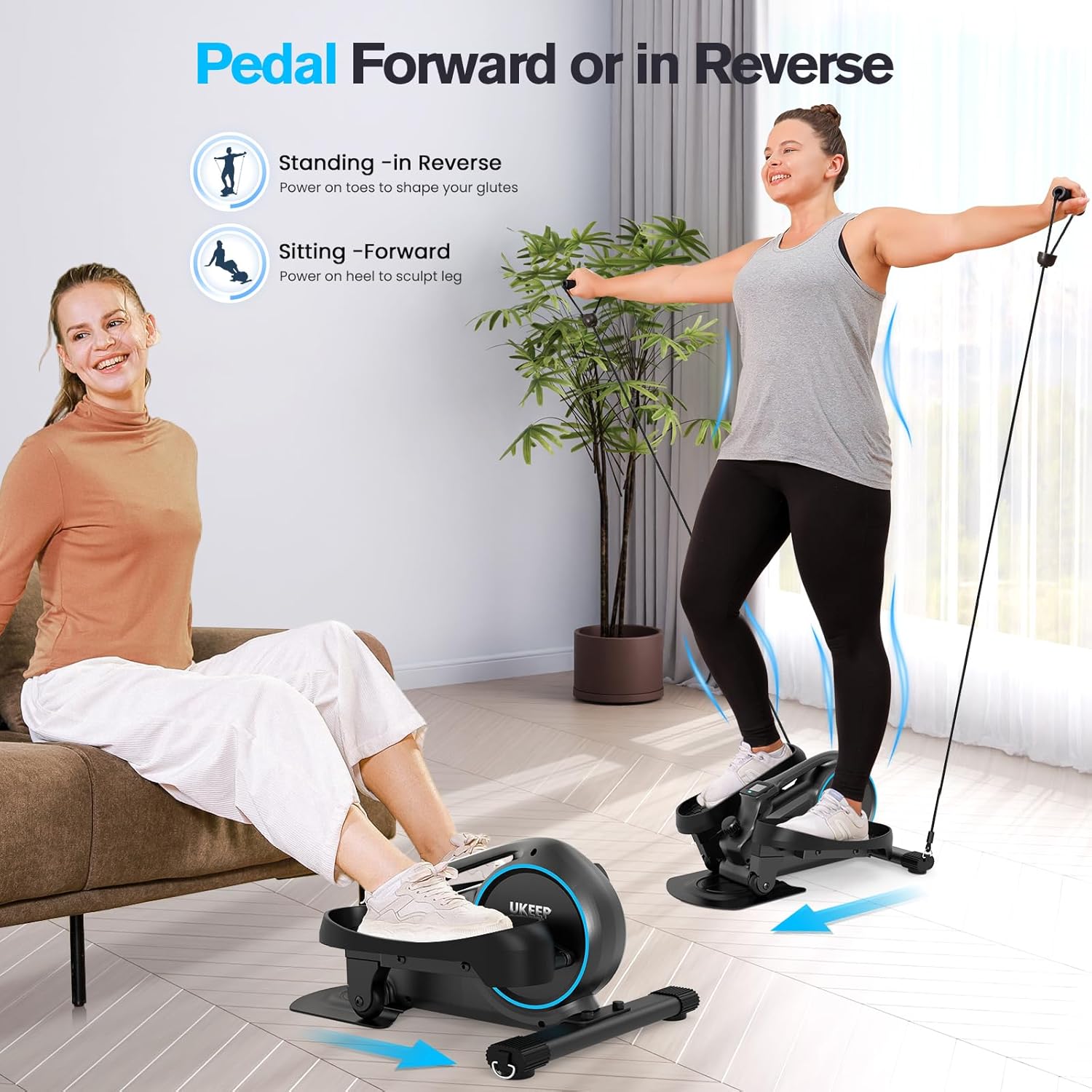 Under Desk Elliptical, Manual Elliptical Exercise Machine, Quite Foot Pedal Exerciser, Mini Elliptical Machines for Home Use, Compact Foot &Leg Pedal Exerciser, Exerciser for Seniors, Max Load 300LBS - Image 3