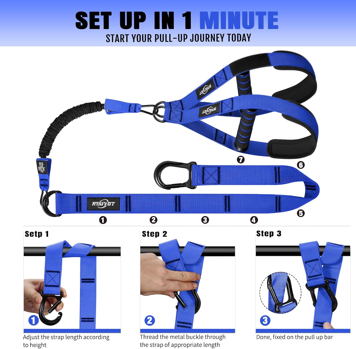 Pull Up Bands, Heavy Duty Resistance Bands with Handle, Workout Bands for Pull Up Bar, Pullup Assist Band Set for Exercise, Full Body Workout, Home Gym for Enhanced Strength, Muscle Training - Image 8