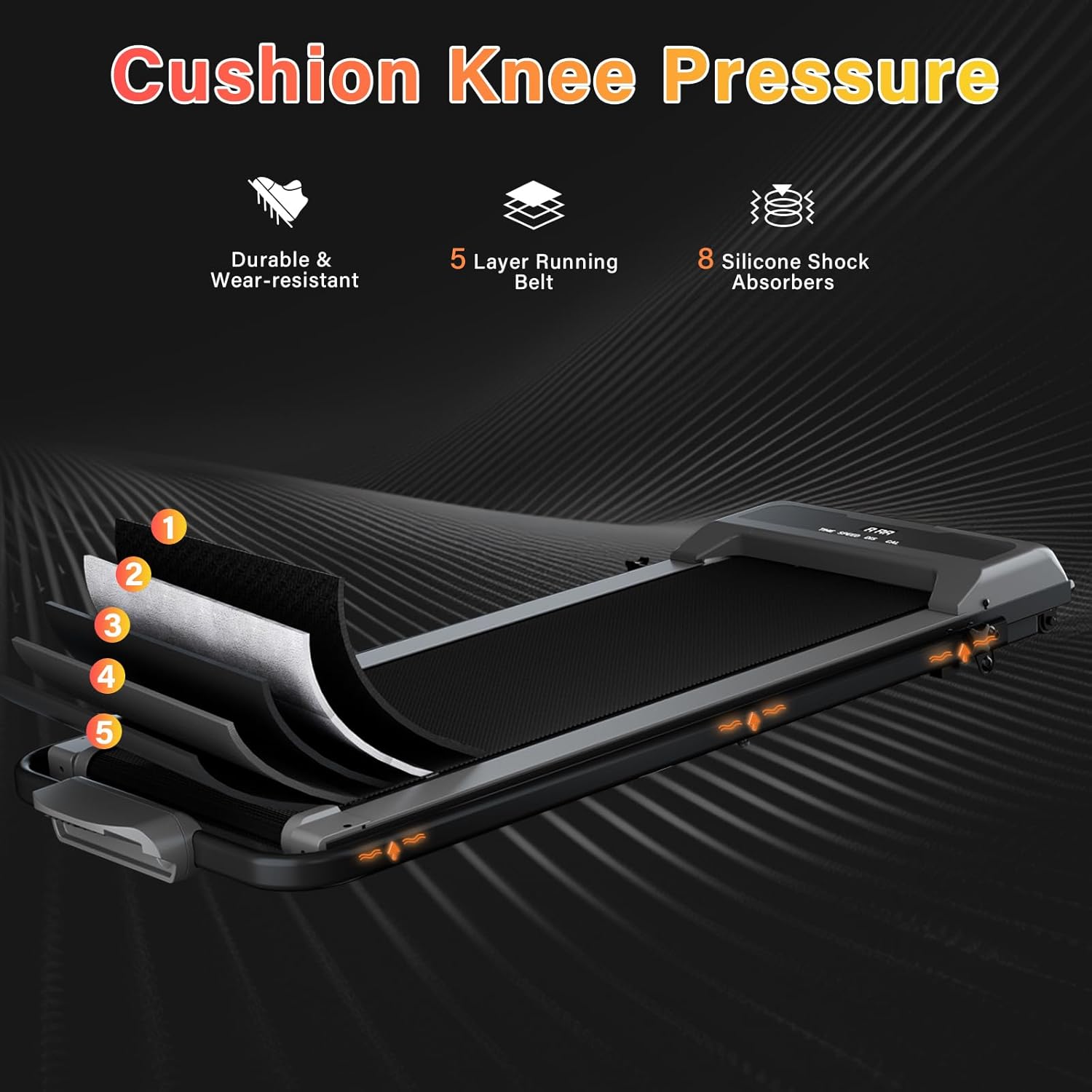 Treadmill, Walking Pad, Treadmills for Home Foldable with Handle Bar, 6.2 MPH Running Treadmill with Remote Control and LED Display, Running Machine for Home Office Use (300lbs Capacity) - Image 5