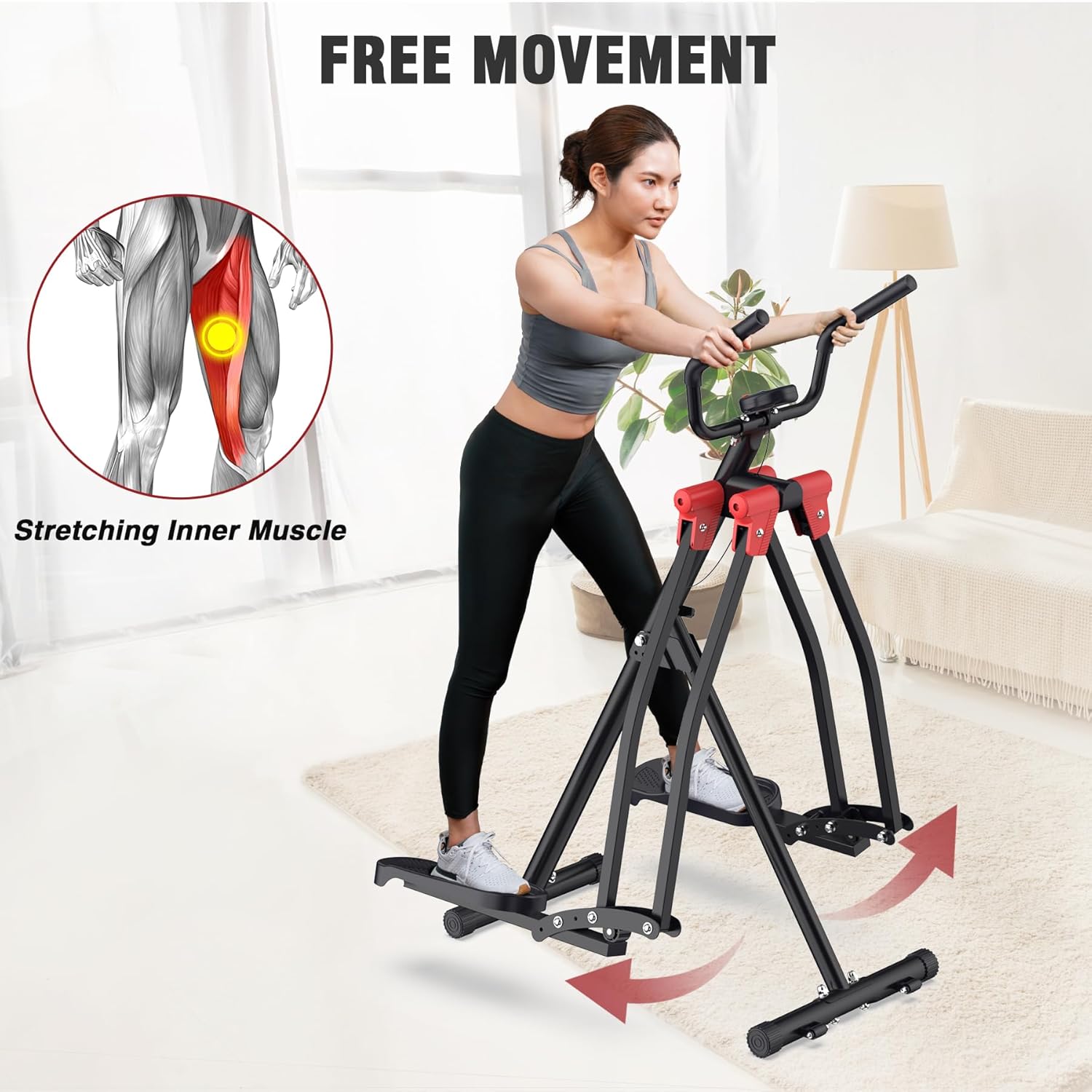 Air Walk Elliptical Glider Machine,Ellipse Home Cross-Training Arm/Leg Cardio Workout Machine for Senior & Adult,Side Sway Action 360 Motion Full-Body Exerciser for Home Gym - Image 4