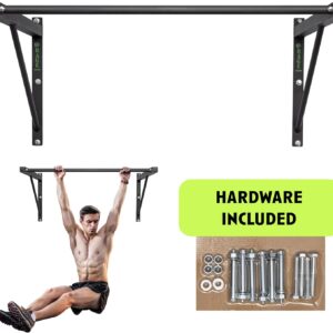 Heavy-Duty Wall Mounted Pull Up Bar – 500 lbs Weight Capacity | Maintain Upper Body Strength & Core Stability | Space Efficient Steel Chin Up Black Bar for Home & Gym Versatile Workouts