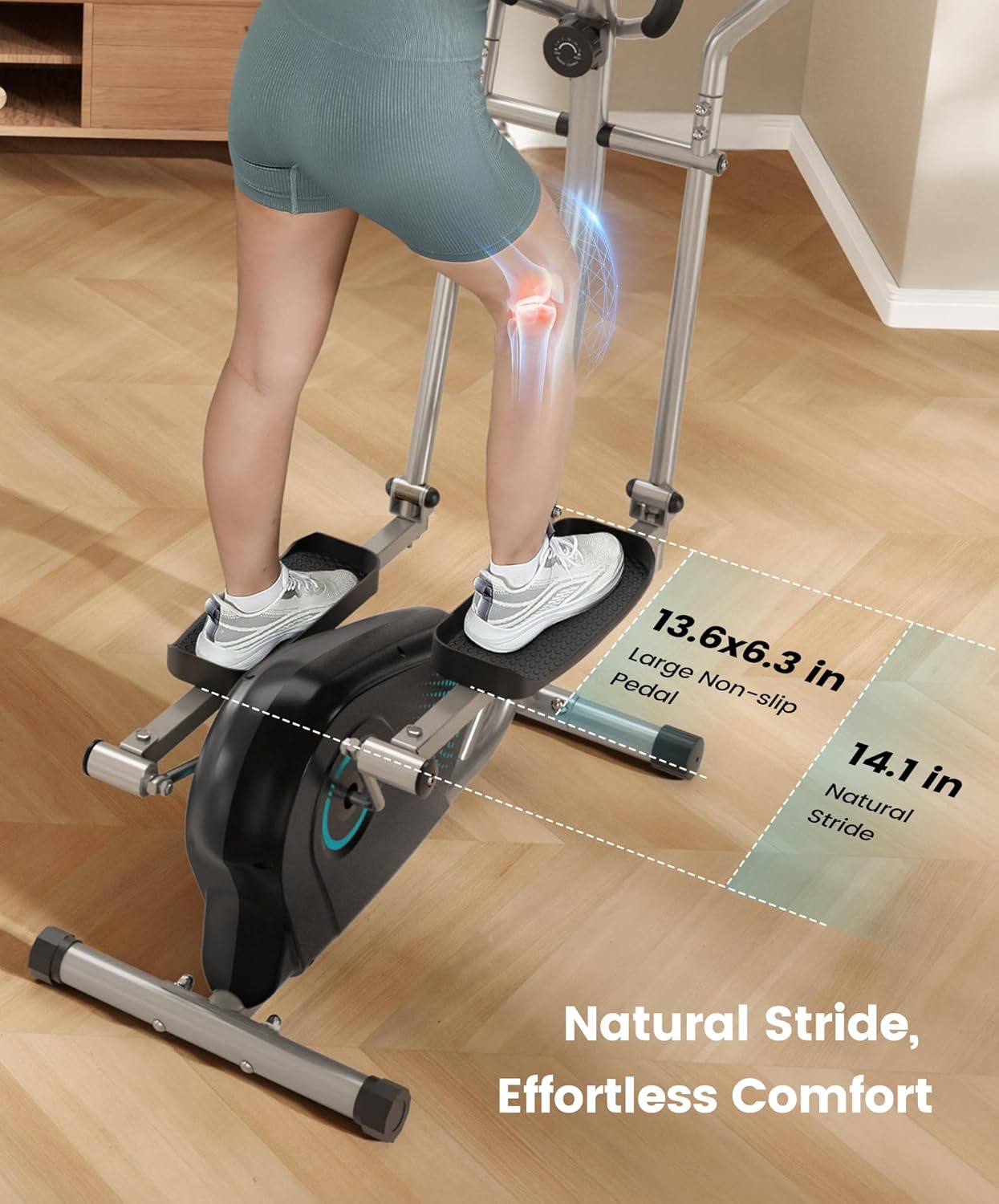 Dripex Elliptical Exercise Machine, Magnetic Elliptical Machine for Home, Hyper-Quiet Elliptical Training Machines w/ 6KG Flywheel, 16 Resistance Levels, Pulse Sensor, LCD Monitor - Image 9