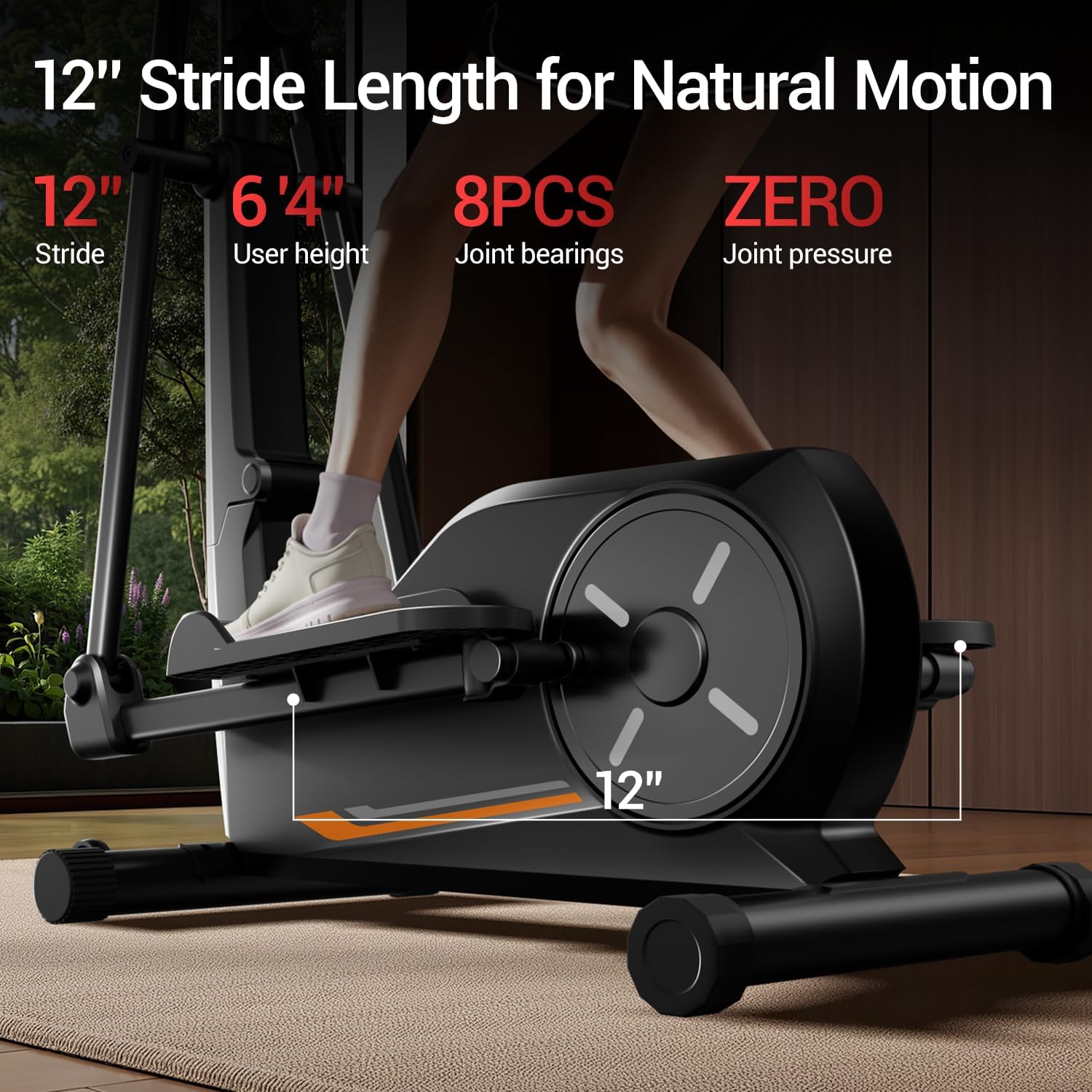 CURSOR FITNESS Elliptical Machine for Home, Elliptical Exercise Machine Elliptical Training Machines with 8 Levels Resistance, Silent Magnetic Elliptical Trainer with 12" Stride and LCD Monitor - Image 2