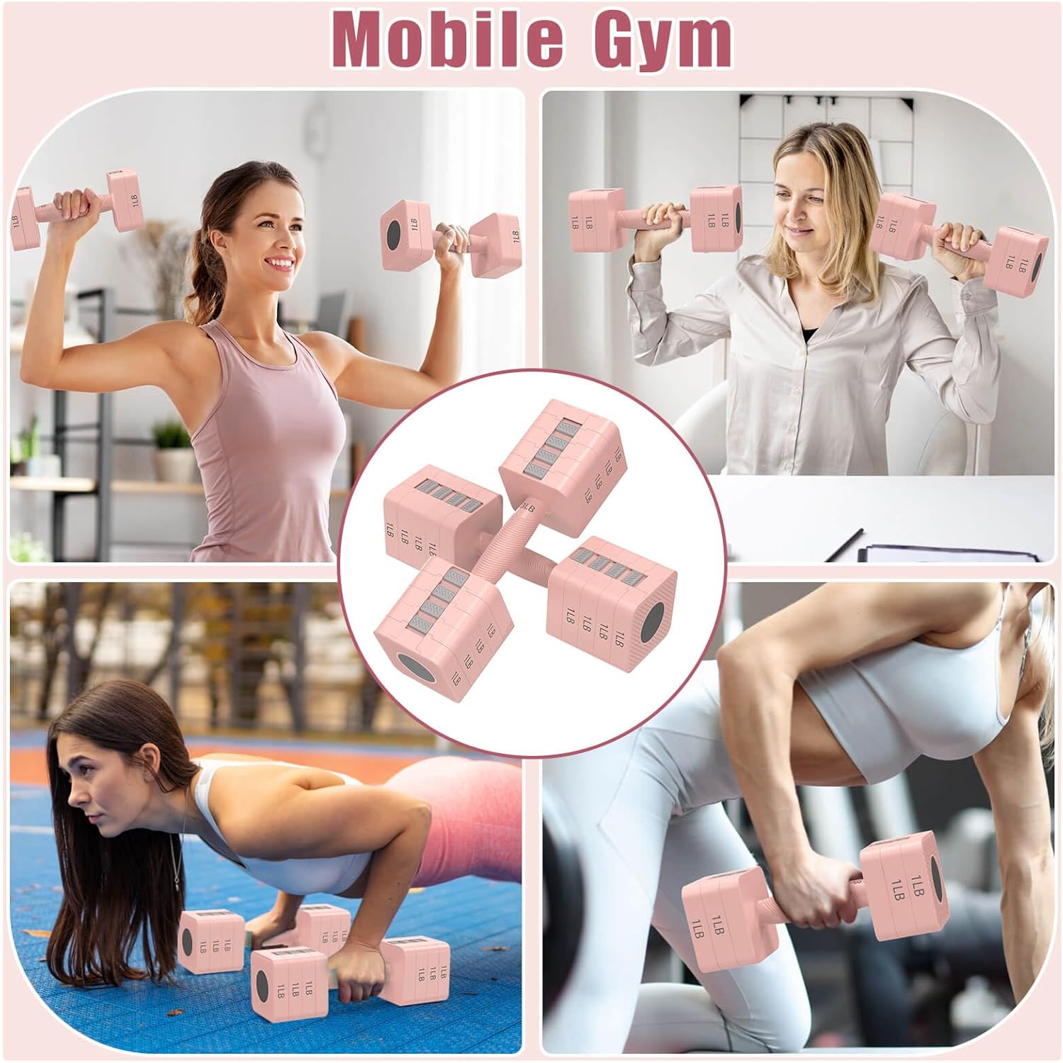Adjustable Dumbbells Set of 2, 5-in-1 Adjustable Weight Dumbbells for Women/Men, 3lb/5lb/7lb/9lb/11lb Dumbbell Weights Set for Home Gym Workout - Image 6