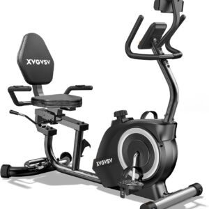 Recumbent Exercise Bike for Home Use, Quiet Recumbent Stationary Bikes for Adults & Seniors, 16-Level Resistance, Adjustable Seat, Supports 400LB, Pulse Sensors & LCD Display