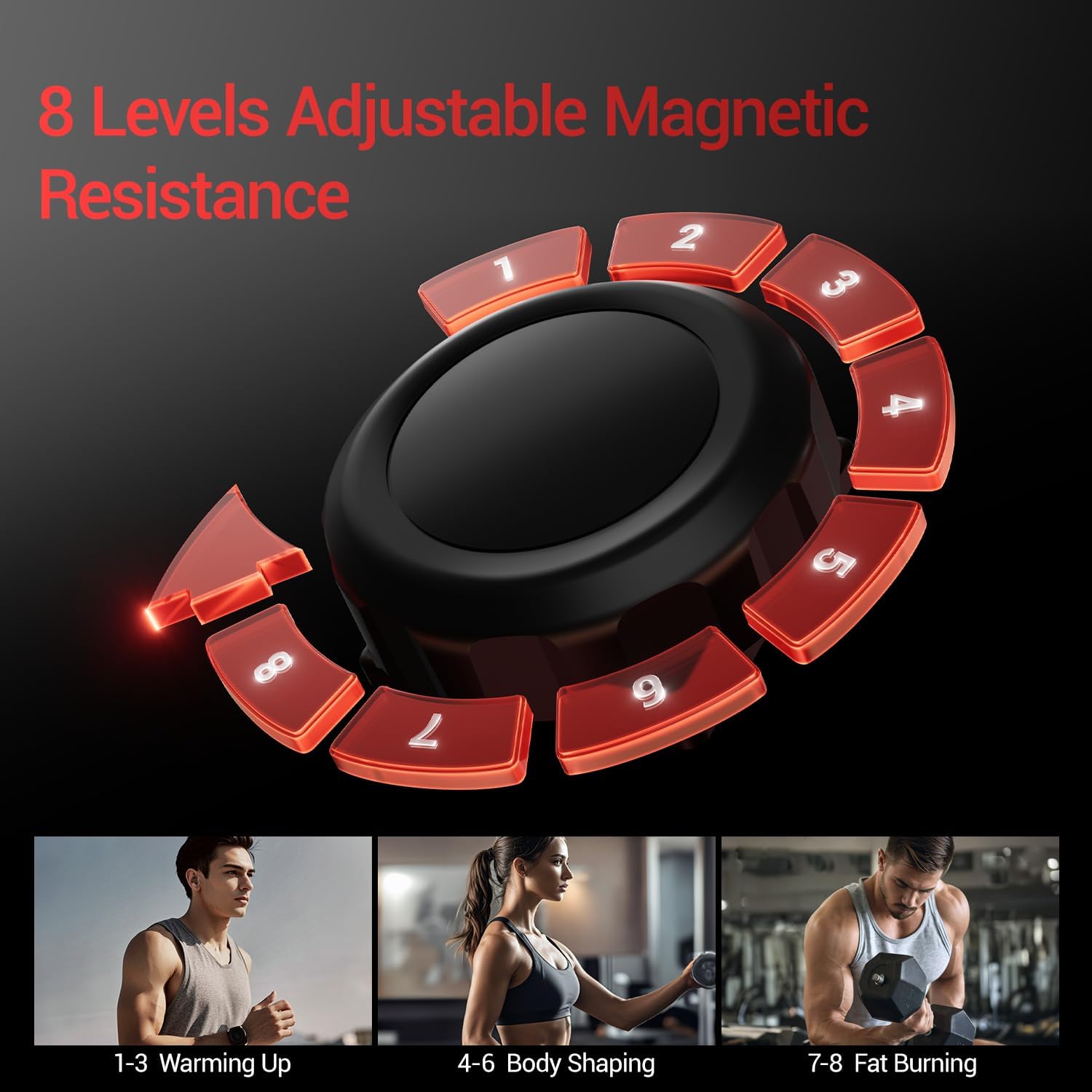CURSOR FITNESS Elliptical Machine for Home, Elliptical Exercise Machine Elliptical Training Machines with 8 Levels Resistance, Silent Magnetic Elliptical Trainer with 12" Stride and LCD Monitor - Image 5