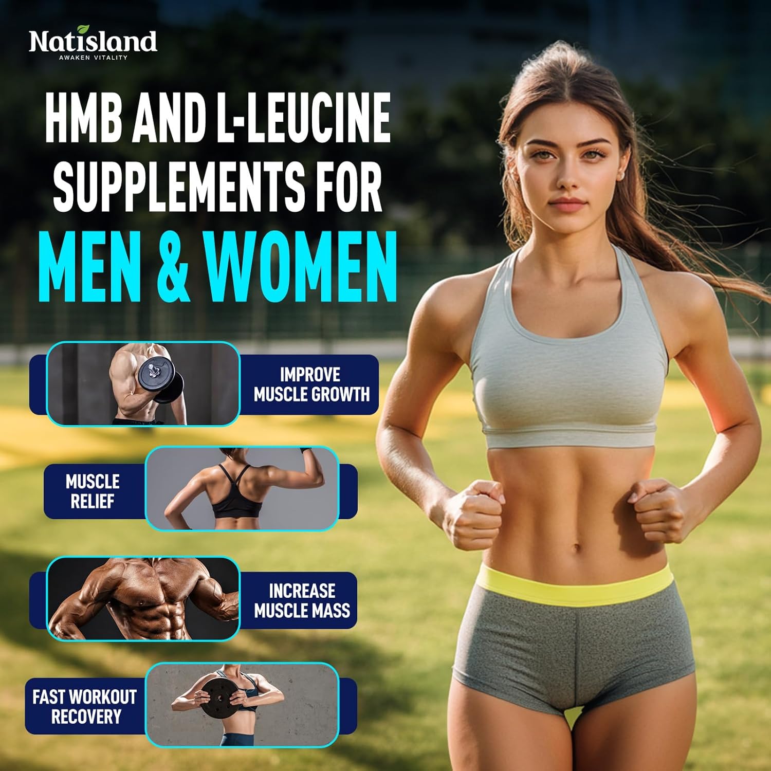 HMB and L-Leucine Gummies, HMB and Leucine Amino Acid Supplements for Men & Women, Muscle Mass & Strength, Muscle Recovery & Health, Sugar-Free, Vegan, Blueberry Flavor, 60 Count - Image 3