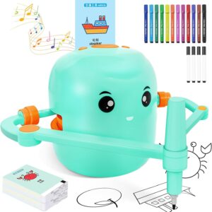 Drawing Robot for Kids with 150 Learning Cards and 17 Colorful Pens, Voice Interactive Educational Smart Art Painting Machine, Step-by-Step Drawing Guidance for Boys Girls Early Learning & STEM Toys