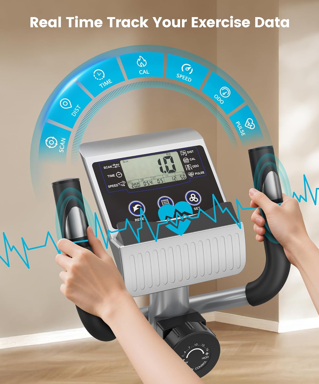 Dripex Elliptical Exercise Machine, Magnetic Elliptical Machine for Home, Hyper-Quiet Elliptical Training Machines w/ 6KG Flywheel, 16 Resistance Levels, Pulse Sensor, LCD Monitor - Image 5