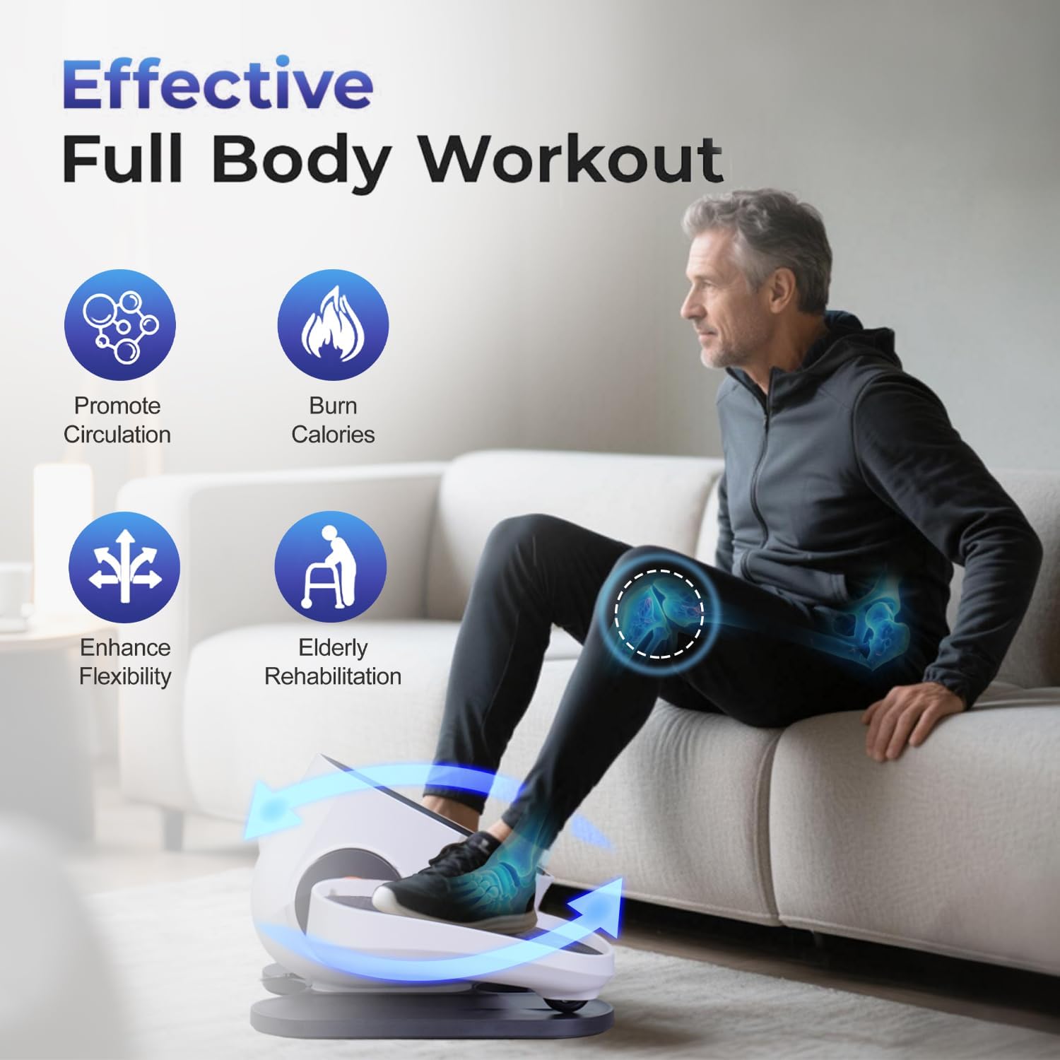Under Desk Elliptical Machine, Electric Ellipse Leg Exerciser as Seen on Tv for Seniors with 10 Adjustable,Pedal Exerciser,Exercise Equipment for Home - Image 4