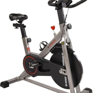 Indoor Cycling Bike – Heavy Duty Stationary Exercise Bike with Adjustable Seat & Silent Resistance System – Workout Bike with Tablet Holder & Comfortable Seat Cushion