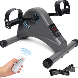 Motorized Mini Exercise Bike Pedal Exerciser for Seniors Rehab Training, LUBBYGIM Electric Under Desk Bike Pedal Exerciser for Arm/Leg Fitness & Physical Therapy, 6 Levels Speed Adjustment