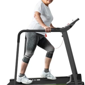 Redliro Walking Treadmill for Senior with Long Handrail, 300 lbs Capacity, Recovery Fitness Exercise Machine Foldable Treadmills for Home with Holder LCD Display, Holder for Phone & Cup