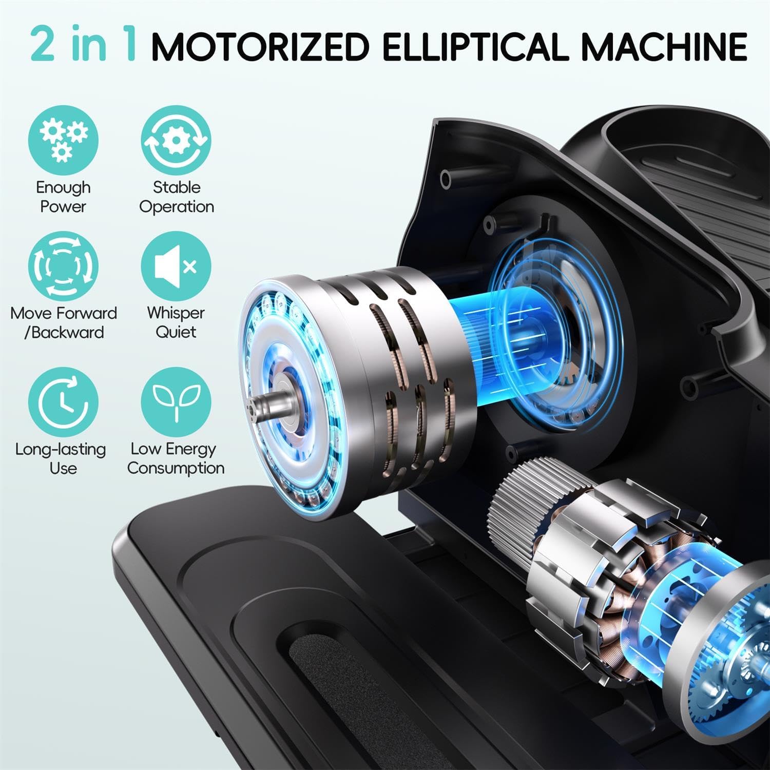 Under Desk Elliptical Machine, Morelax Ellipse Leg Exerciser for Seniors Fully Assembled, Quiet & Portable Electric Seated Pedal Exerciser with Remote Control & 12 Adjustable Speeds - Image 2