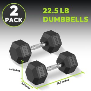 Hex Dumbbell Set 2.5-400 lb, Rubber Encased Exercise & Fitness Dumbbells, Weights Dumbbells Set of 2, Hand Weight for Strength Training