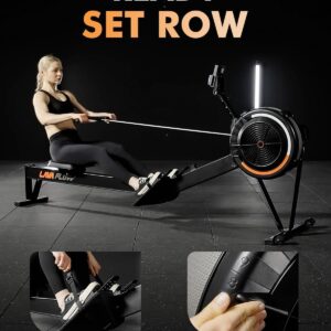 GMWD Air Rowing Machines for Home, 10-Level Adjustable Resistance Professional Rower Machine with Performance Monitor, Ergonomic Comfort Seat, Device Holder & Easy Storage, Lava Flow Series