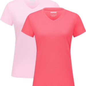 MAGCOMSEN 2 Pack Women’s T Shirts V-Neck Short Sleeve UPF 50+ Sun Protection Workout Quick Dry Shirts Tee Tops