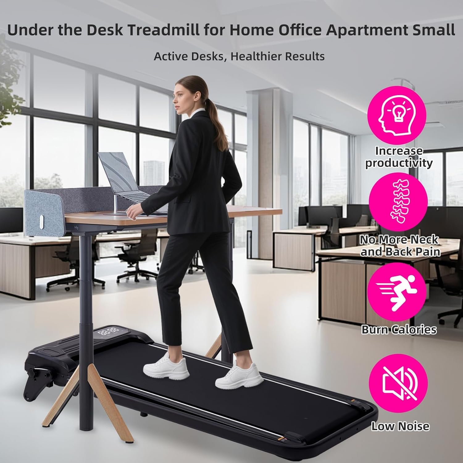 Electric Walking Pad Treadmill with Adjustable Incline and Handle Bar, 3.5HP Small PortableTreadmills for Home Office Small, 4 in 1 Folding Foldable Treadmill with Handles, 0.6-7.6MPH, 350LBS - Image 5